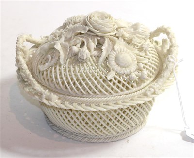 Lot 237 - Early Belleek basket and cover