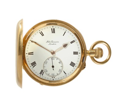 Lot 435 - An 18ct Gold Full Hunting Cased Keyless Lever Pocket Watch, signed J.W.Benson, London, 1917,...