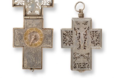 Lot 437 - A Silvered Metal Crucifix Form Verge Watch, Continental, early 19th century, silvered dial engraved