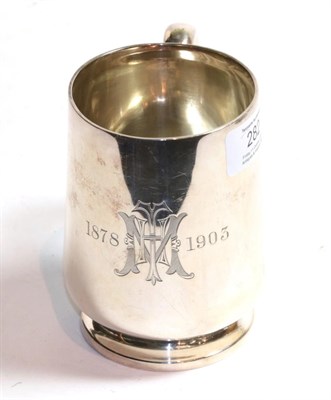 Lot 282 - A silver mug engraved with initials