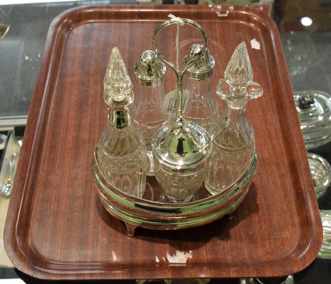 Lot 289 - A George III silver cruet, by Peter, Ann and William Bateman, London, 1802, bombe oval and with...