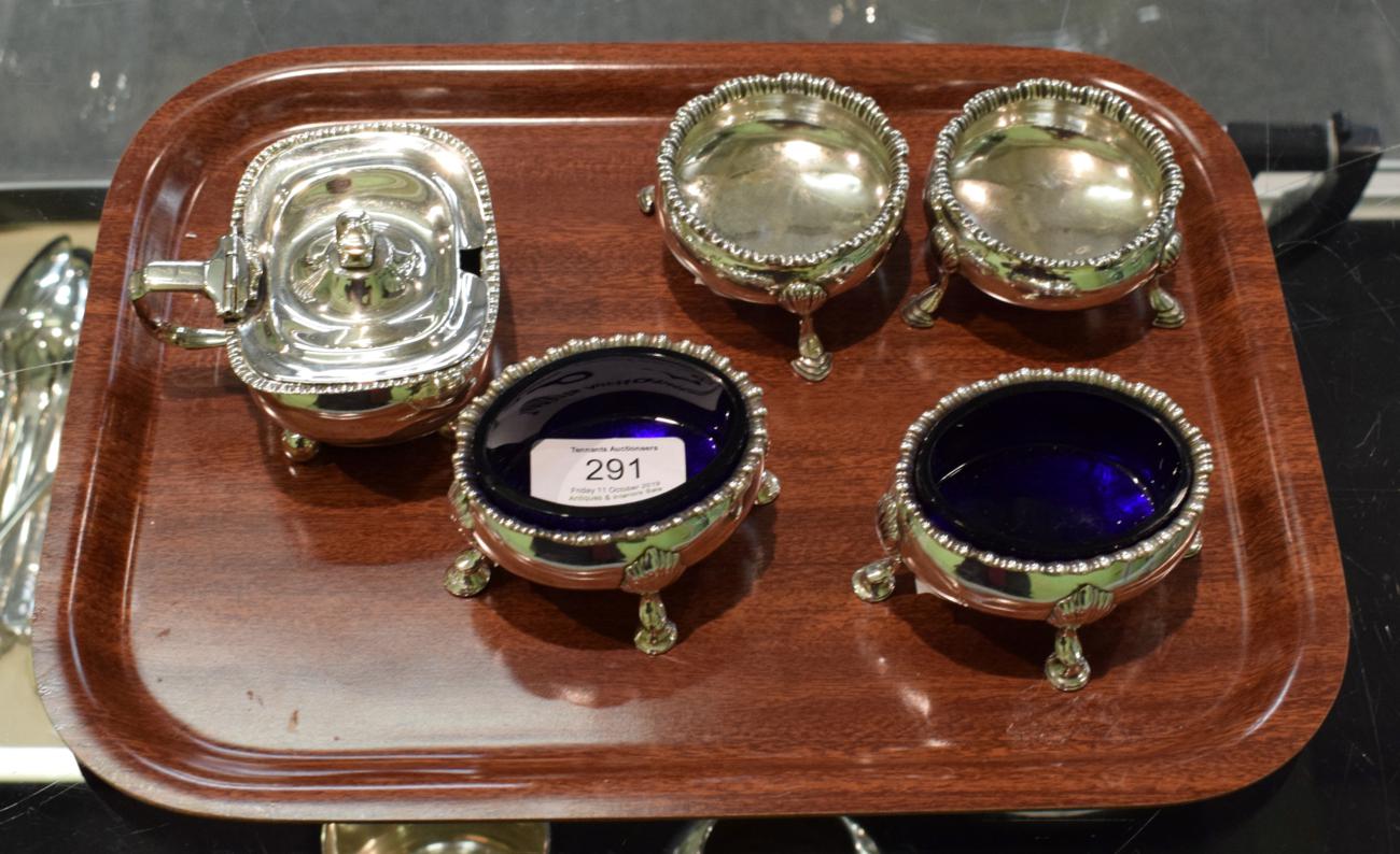 Lot 291 - A pair of George III silver salt-cellars, maker's mark indistinct, London, 1763, each bombe and...