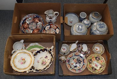 Lot 296 - Collection of Japanese Imari porcelain, Chinese famille rose porcelain bowl, blue and white pottery