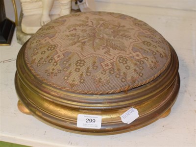 Lot 299 - ^ A Victorian gilt circular footstool on compressed turned feet