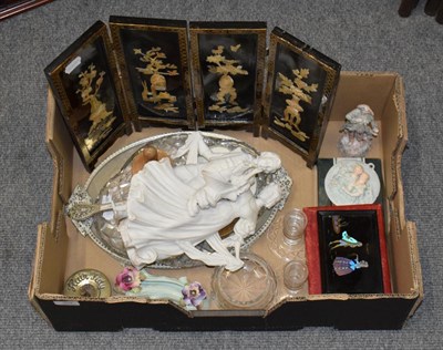 Lot 304 - Continental bisque figure, Japanese screen etc (one box)