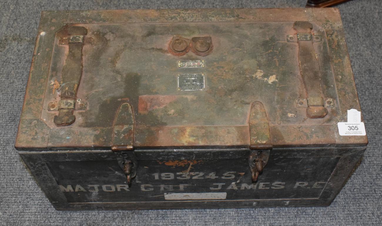 Lot 305 - Green painted ammunition box with Japanese lettering