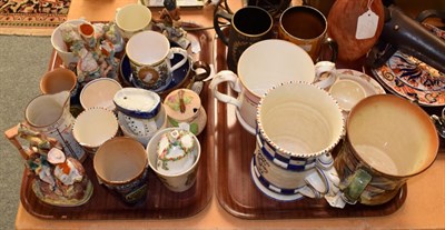 Lot 322 - China including Crown Ducal commemorative mugs, Royal Doulton stoneware 19th century loving...