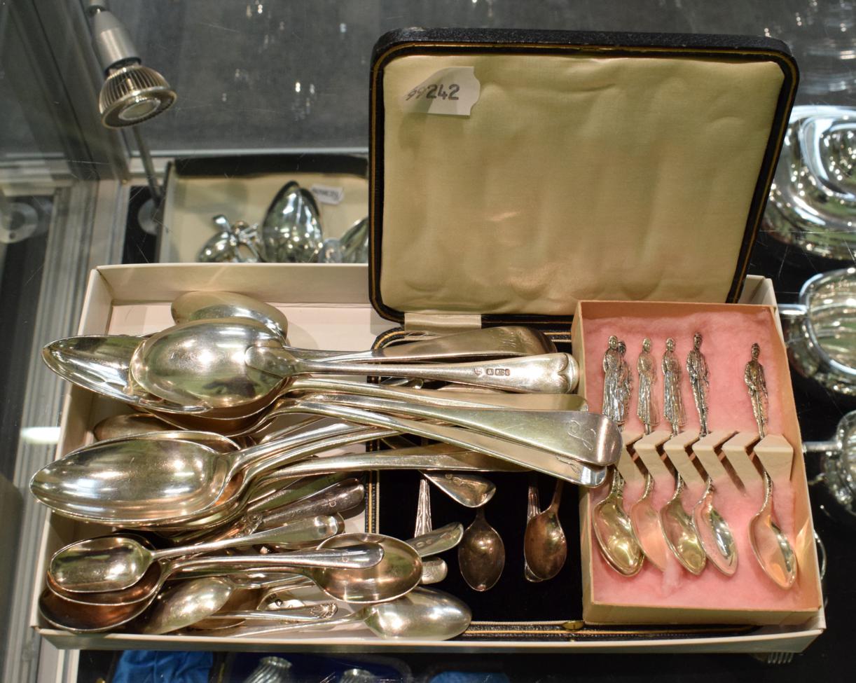 Lot 331 - A collection of silver spoons, 18th to 20th century, various dates and makers, including table,...