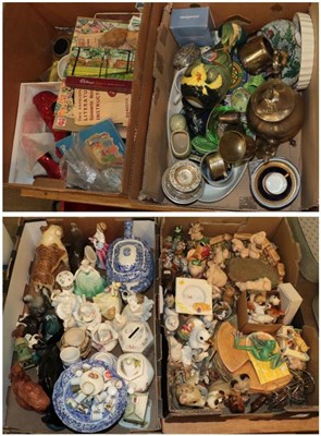 Lot 338 - Four boxes of assorted china including Royal Doulton figures, silver plate, small quantity of...