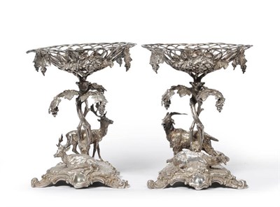 Lot 445 - A Pair of Victorian Silver Plated Table Centrepieces, Thomas Bradbury & Sons, each with a pair...