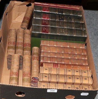 Lot 356 - One box of assorted leather bound books inc. Brown's Story of Africa, Gibbon's Roman Empire and Sir