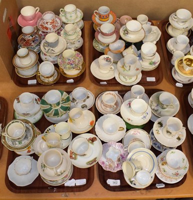 Lot 362 - Eight trays of assorted 20th century coffee cans and saucers including examples by Burleigh...