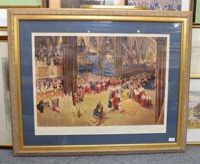 Lot 391 - After Terrance Cuneo, The coronation of Queen Elizabeth II, signed print