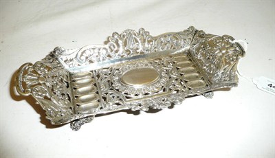 Lot 449 - A Pierced Silver Sweetmeat Basket, probably Brazilian, of rectangular form with cast and...