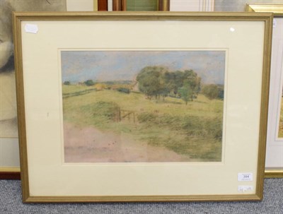 Lot 394 - Attributed to Edward Stott of Oldham (1859-1918), Rural landscape, pastel, 28cm by 40cm
