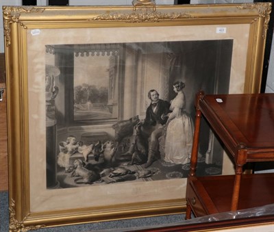 Lot 423 - After Sir Edwin Landseer, Windsor Castle in the present time, print in ornate gilt frame