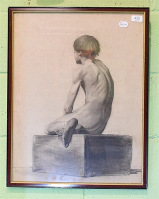 Lot 425 - Manner of Henry James Haley, Study of a male nude, pencil 60cm by 45.5cm