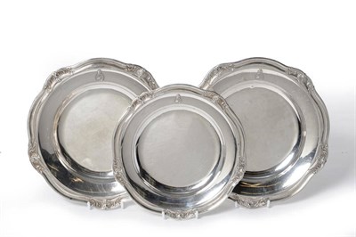 Lot 455 - A Pair of Continental Silver Plates and a Dessert Plate, import marked for London 1936, shaped...