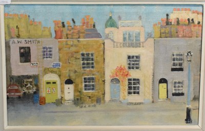 Lot 454 - British School (20th century), Street scene, oil on canvas, 26cm by 43cm