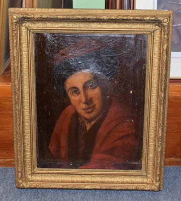 Lot 470 - British School (19th century), portrait of a scholar, oil on canvas, together with a group of...