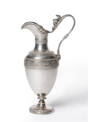 Lot 457 - A French Silver Ewer, maker's mark MJCG, Paris 1795-7, the pedestal foot rising to a vase...