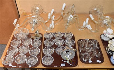 Lot 1093 - Three Waterford crystal six arm chandeliers