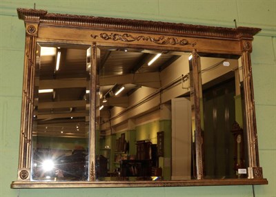 Lot 1149 - Gilt and gesso triple plate over mantle mirror
