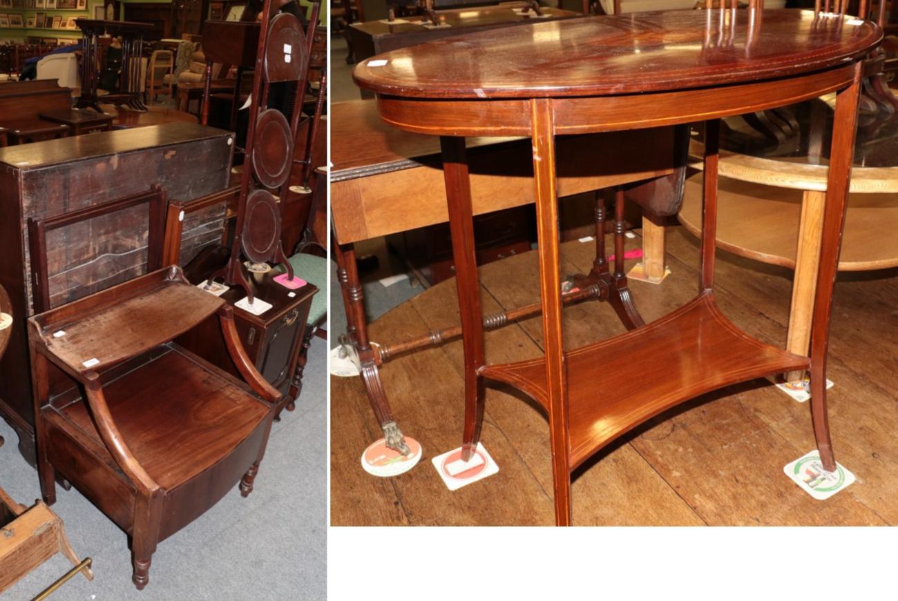 Lot 1166 - ^ A 19th century walnut chess top tripod table; an Edwardian mahogany oval occasional table;...