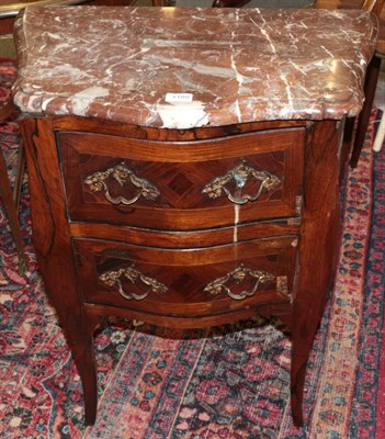 Lot 1189 - A Louis XV style rosewood two drawer petite commode, late 19th century, with a pink veined...