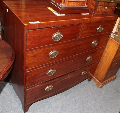 Lot 1200 - A late George III mahogany and pine lined five drawer straight front chest, 104cm wide