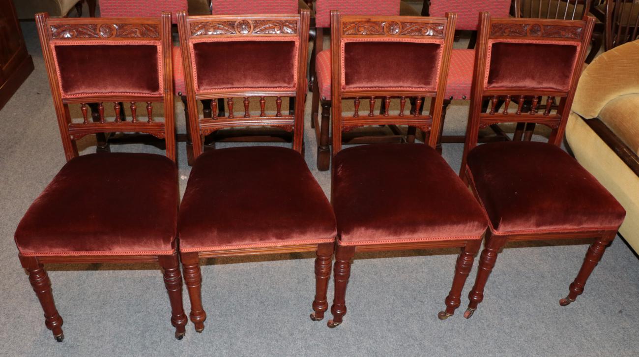 Lot 1212 - A set of four Edwardian dining chairs
