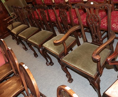 Lot 1215 - Set of six late 19th/ early 20th century dining chairs, including two carvers, in George III style