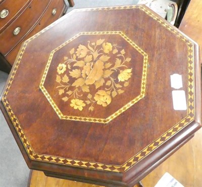 Lot 1226 - A Victorian inlaid walnut trumpet shaped work table and a Victorian inlaid walnut oval...