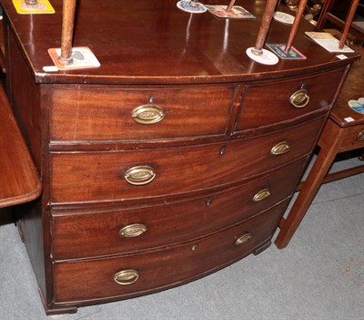 Lot 1238 - Georgian mahogany chest of two short over three long drawers