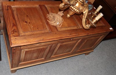 Lot 1247 - A late George III pine chest with hinged lid, 120cm wide