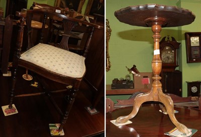 Lot 1252 - An Edwardian corner chair and a wine table