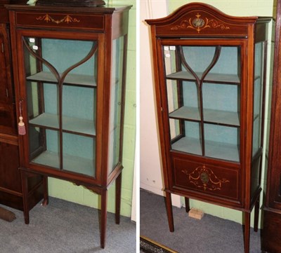 Lot 1272 - Two Edwardian inlaid mahogany display cabinets
