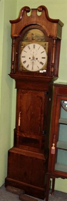 Lot 1288 - Victorian oak and mahogany eight day longcase clock with painted arch dial