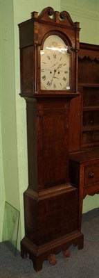 Lot 1292 - George III oak eight day longcase clock, arch painted dial signed H Trotter Alnwick