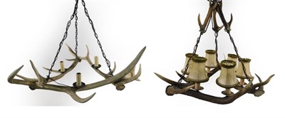 Lot 29 - Antler Furniture: Red Deer Antler Mounted Chandeliers, a Red Deer antler mounted chandelier,...