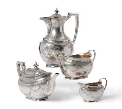 Lot 486 - A Victorian Four Piece Teaset, John Round & Sons, London 1899, the hot water jug Atkin Bros,...