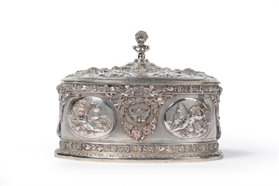 Lot 496 - A Victorian Electrotype Jewel Casket, Elkington & Co, Birmingham 1877, of oval form with...