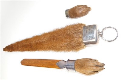 Lot 249 - Taxidermy: Antique Eurasian Otter Paws and Tail Rudder (Lutra lutra), circa early 20th century,...