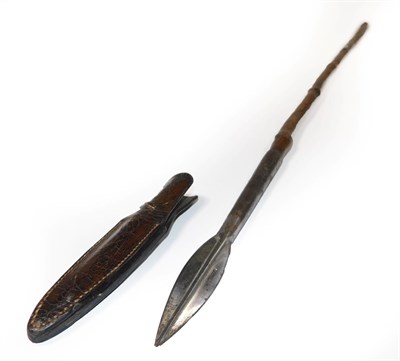 Lot 285 - Sporting: A Large Otter Hunting Spear, circa 1900, the long ribbed wooden pole, fitted with a...