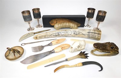 Lot 300 - Collectibles: A Selection of Various Natural History Collectibles, to include a fish knife and fork