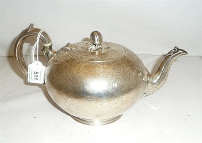 Lot 511 - A Victorian Teapot, Edward Barnard & Sons, London 1844, of spherical form with filleted leaf capped