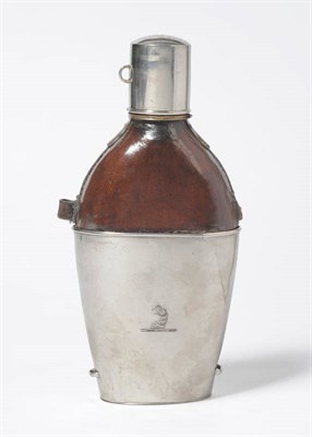 Lot 522 - A George III Irish Provincial Flask, Joseph Gibson, Cork, circa 1800, the navette shaped...