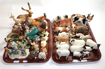 Lot 8 - Beswick Animals including: stag; doe and fawn; pigeon, model no.1383; a quantity of sheep; bird etc