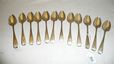 Lot 523 - A Set of Twelve George III Irish Dessert Spoons, Samuel Neville, Dublin 1806-7, Old English...