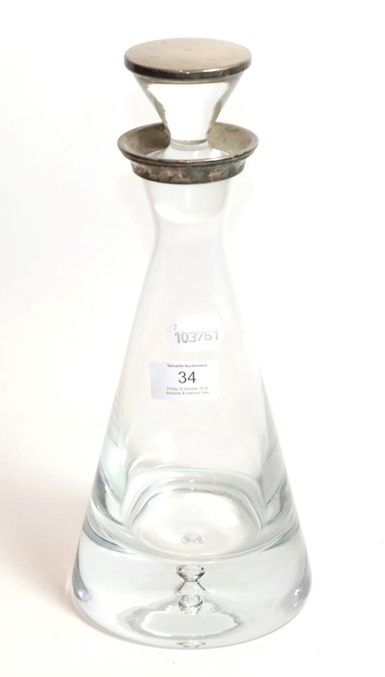 Lot 34 - An Elizabeth II silver-mounted glass decanter, by Broadway and Co., Birmingham, 2003, the glass...